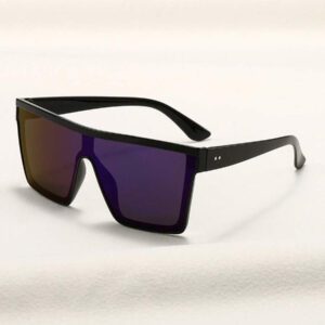 1 pièce Nouvelles lunettes à monture carrée surdimensionnée, mode d'été. Style punk avec verres colorés miroirs liés. Design unisexe à la mode pour la plage, les sports, les fêtes et les sorties casual. Parfait pour les vacances d'été, les activités en plein air et les voyages.