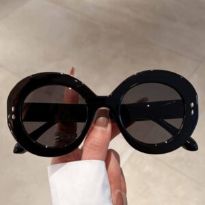 1 pièce Lunettes rondes à grandes montures noires convenant aux sorties, aux fêtes, à la mode quotidienne et à un port polyvalent pour femmes.