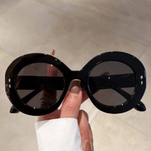 1 pièce Lunettes rondes à grandes montures noires convenant aux sorties, aux fêtes, à la mode quotidienne et à un port polyvalent pour femmes.