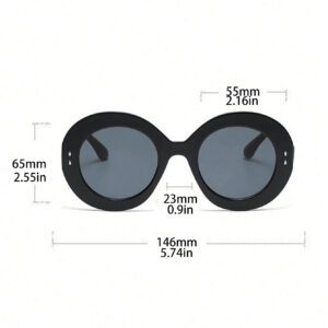 1 pièce Lunettes rondes à grandes montures noires convenant aux sorties, aux fêtes, à la mode quotidienne et à un port polyvalent pour femmes.