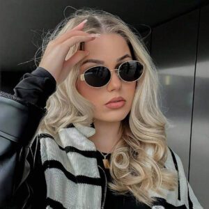 1 pièce Lunettes de mode en métal ovales personnalisées pour femmes, style rétro convenant pour les sorties à la plage en été
