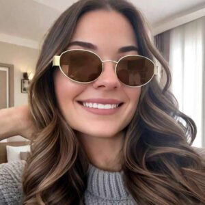 1 pièce Lunettes de mode en métal ovales personnalisées pour femmes, style rétro convenant pour les sorties à la plage en été