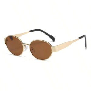 1 pièce Lunettes de mode en métal ovales personnalisées pour femmes, style rétro convenant pour les sorties à la plage en été