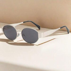 1 pièce Lunettes de mode en métal ovales personnalisées pour femmes, style rétro convenant pour les sorties à la plage en été