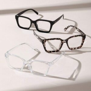 1 pièce Lunettes claires géométriques en plastique pour femmes, accessoires pour la vie quotidienne, le bureau, regarder la télévision, jouer à des jeux