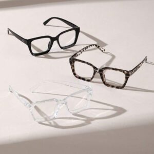 1 pièce Lunettes claires géométriques en plastique pour femmes, accessoires pour la vie quotidienne, le bureau, regarder la télévision, jouer à des jeux