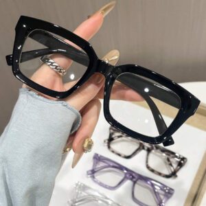 1 pièce Lunettes claires géométriques en plastique pour femmes, accessoires pour la vie quotidienne, le bureau, regarder la télévision, jouer à des jeux
