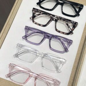 1 pièce Lunettes claires géométriques en plastique pour femmes, accessoires pour la vie quotidienne, le bureau, regarder la télévision, jouer à des jeux