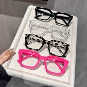 1 pièce Lunettes claires géométriques en plastique pour femmes, accessoires pour la vie quotidienne, le bureau, regarder la télévision, jouer à des jeux