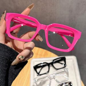1 pièce Lunettes claires géométriques en plastique pour femmes, accessoires pour la vie quotidienne, le bureau, regarder la télévision, jouer à des jeux