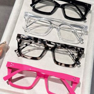 1 pièce Lunettes claires géométriques en plastique pour femmes, accessoires pour la vie quotidienne, le bureau, regarder la télévision, jouer à des jeux