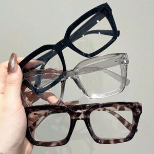 1 pièce Lunettes claires géométriques en plastique pour femmes, accessoires pour la vie quotidienne, le bureau, regarder la télévision, jouer à des jeux