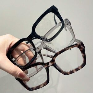1 pièce Lunettes claires géométriques en plastique pour femmes, accessoires pour la vie quotidienne, le bureau, regarder la télévision, jouer à des jeux