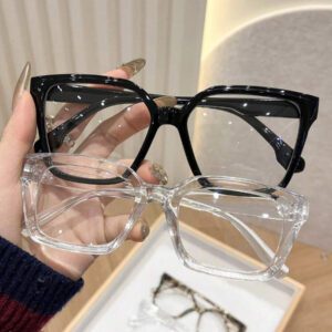 1 pièce Lunettes claires géométriques en plastique pour femmes, accessoires pour la vie quotidienne, le bureau, regarder la télévision, jouer à des jeux