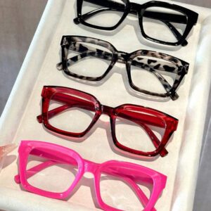 1 pièce Lunettes claires géométriques en plastique pour femmes, accessoires pour la vie quotidienne, le bureau, regarder la télévision, jouer à des jeux