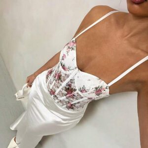 Glamine Camisole à bretelles femme en dentelle florale, sexy