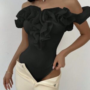 Aloruh Combinaison élégante dos-nu en tulle en une seule pièce, convient pour le mariage, les trajets, les rendez-vous, les vacances