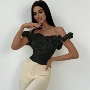 Aloruh Combinaison élégante dos-nu en tulle en une seule pièce, convient pour le mariage, les trajets, les rendez-vous, les vacances
