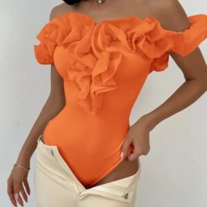 Aloruh Combinaison élégante dos-nu en tulle en une seule pièce, convient pour le mariage, les trajets, les rendez-vous, les vacances