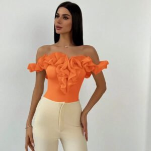 Aloruh Combinaison élégante dos-nu en tulle en une seule pièce, convient pour le mariage, les trajets, les rendez-vous, les vacances