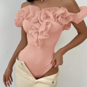 Aloruh Combinaison élégante dos-nu en tulle en une seule pièce, convient pour le mariage, les trajets, les rendez-vous, les vacances
