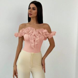 Aloruh Combinaison élégante dos-nu en tulle en une seule pièce, convient pour le mariage, les trajets, les rendez-vous, les vacances