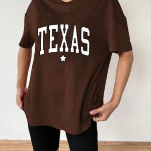 VaVaBold T-shirt ample à épaules tombantes avec imprimé lettrage. Hauts graphiques pour femmes
