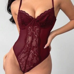 Aloruh Body élégant et sexy en dentelle et patchwork pour femmes