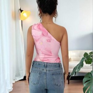 Chiquease Body femme sans manches décontracté avec épaules dénudées et imprimé léopard en maille