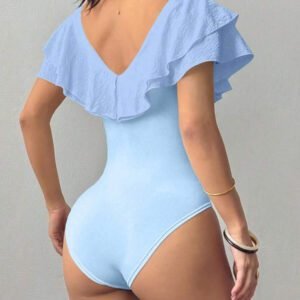 Chiquease Body une pièce casual à volants de couleur unie pour femme, été