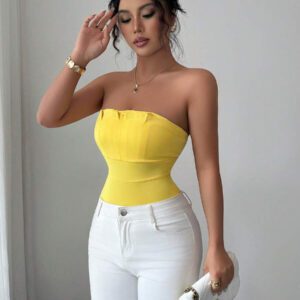Elenzga Body sexy dos nu, tenue d'été sans manches pour la plage et la villégiature