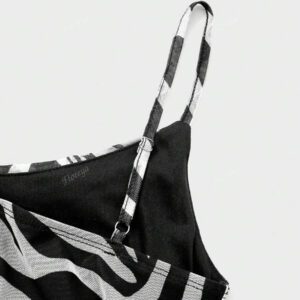 Sexy Elegant Plunging Neckline Slim Fit Maxi Dress With Zebra Print, Feminine Elegant, Suitable For Vacation & Daily Wear