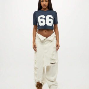 SUMWON WOMEN Varsity Number Corset Style Crop Top Lace Up Side Detail Style Street Fashion Summer Spring Festival Casual College Wear