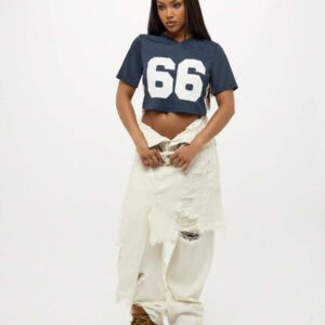 SUMWON WOMEN Varsity Number Corset Style Crop Top Lace Up Side Detail Style Street Fashion Summer Spring Festival Casual College Wear