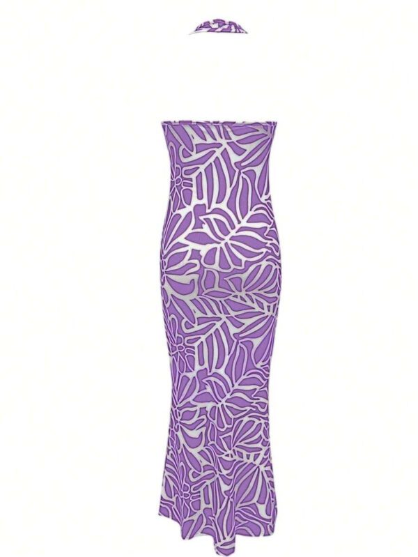 Elegant Backless Abstract Print Camisole Dress, Sleeveless V-Neck – Image 8