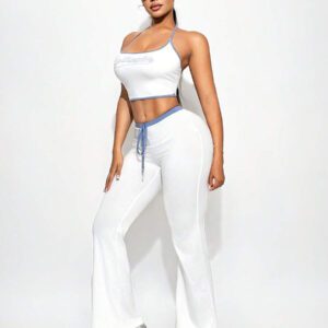 Sirith Summer Sexy Back Cut-Out Letter Print Tank Top
