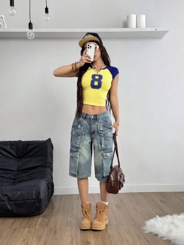 Coolane Women's Spring/Summer Streetwear Sport Color-Blocked Number Pattern T-Shirt T Shirt – Image 8