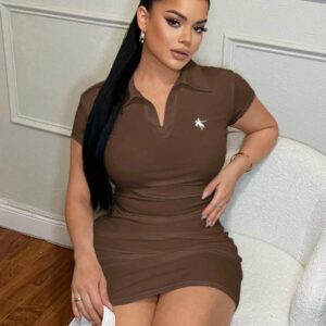 SHEIN SXY Collared Simple Casual Business Embroidered Dress, Women Short Dresses Summer, Women S Clothes, Women Summer Clothing, Women Casual Dress,Summer Dresses For Women,Business Casual Woman,Going Out Tops Women,Old Money,Teacher Outfits For Women, White Mini Dress, White Polo Dress, White Bodycon Dress,Teacher