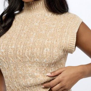 MISSGUIDED Turtleneck Cable Knit Sweater Vest Crop Top Holiday Winter Autumn Fashion Knitwear Sleeveless Preppy Style Varsity Classic