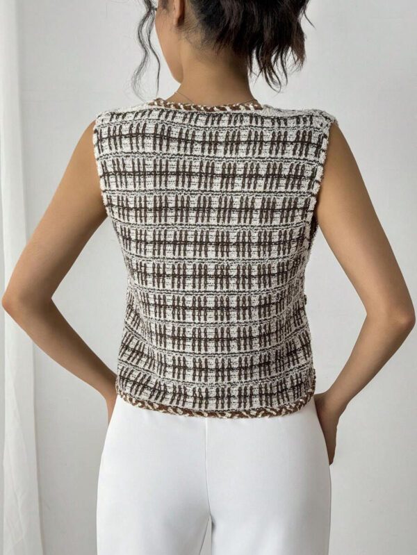 Chiquease Women's V-Neck Sleeveless Knitted Cardigan Vest – Image 3
