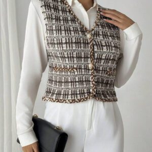 Chiquease Women's V-Neck Sleeveless Knitted Cardigan Vest