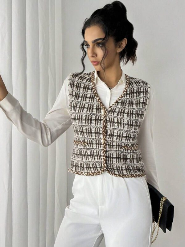 Chiquease Women's V-Neck Sleeveless Knitted Cardigan Vest – Image 6