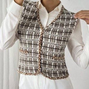 Chiquease Women's V-Neck Sleeveless Knitted Cardigan Vest
