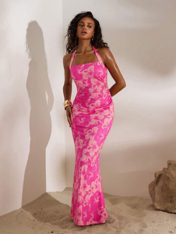 Opulessa Knitted Print Bodycon Maxi Halter Dress For Women,Vacation Style,Knitted Graphic Printed,Casaul Summer Vacation Outfits Woman,Bohemia Beach Vacation Outfits,Boho Chic,Holiday Festival Outfits,Beach Outfits For Woman,Summer Outfits For Women,Graduation Outfit,Birthday Outfits For Women,Beach Essentials,Airport Outfit For Women,4th Of July Women,Club Outfit,Country Outfits Women,European Summer,Tea Party Dress,Birthday Dress,Summer Sun Dress,Summer Dresses For Women – Image 4