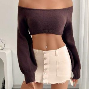 INAWLY Women Short Knitted Pullover Sweater, Minimalist & Fashion Casual Everyday Wear