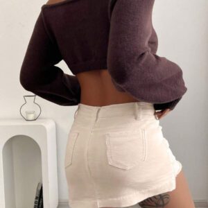 INAWLY Women Short Knitted Pullover Sweater, Minimalist & Fashion Casual Everyday Wear