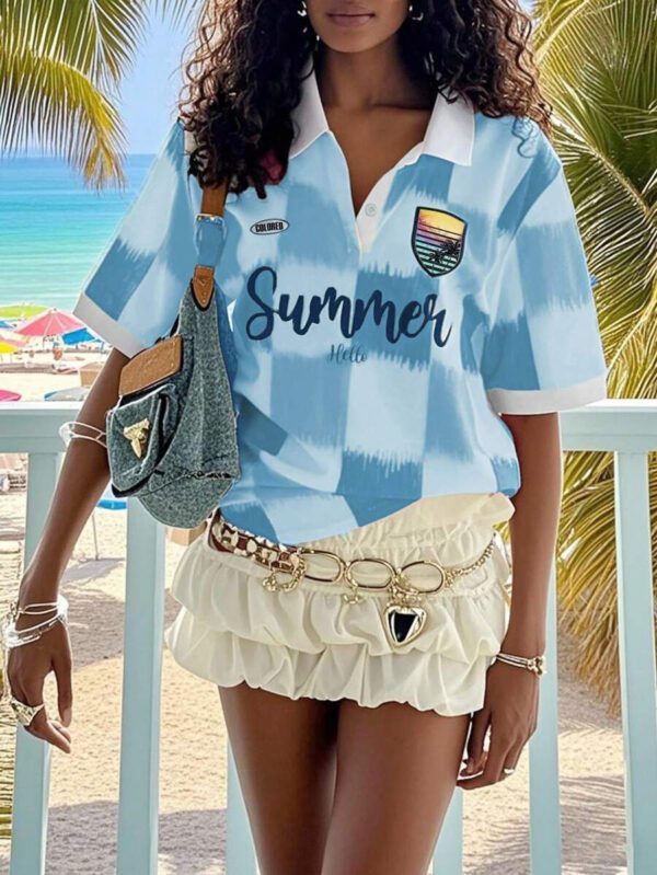 INAWLY Solva Women Short Sleeve Fashion T-Shirt, Suitable For Summer – Image 9