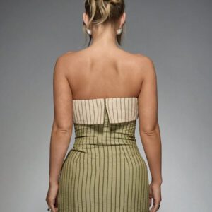 MISSGUIDED Ribbed Bandeau Mini Dress With Contrast Band Strapless Fitted Party Cocktail Evening Clubwear Summer Spring Night Out