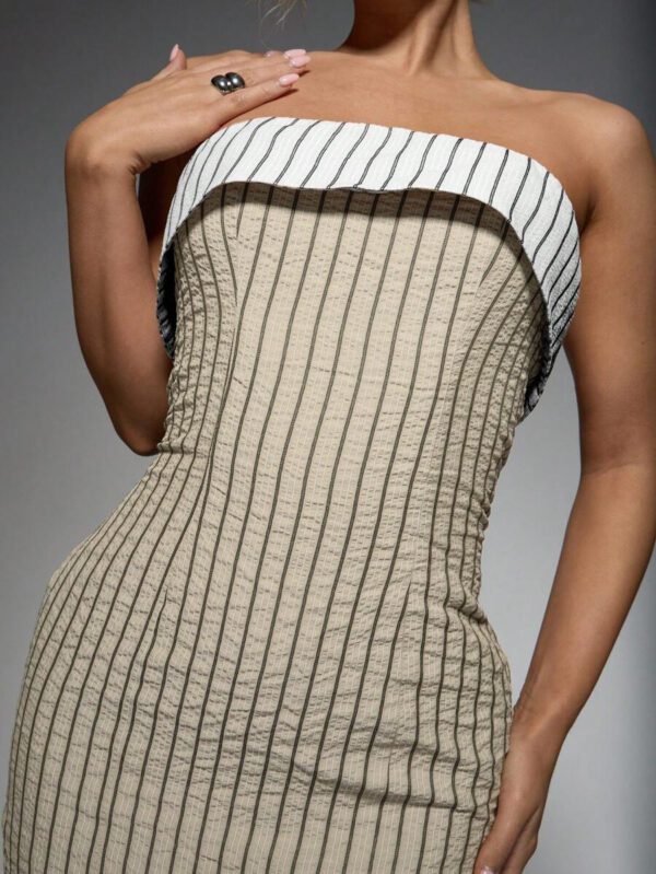 MISSGUIDED Ribbed Bandeau Mini Dress With Contrast Band Strapless Fitted Party Cocktail Evening Clubwear Summer Spring Night Out – Image 10