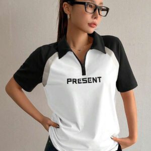 DAZY Women's Casual School Back Graphic Short Sleeve T-Shirt Summer
